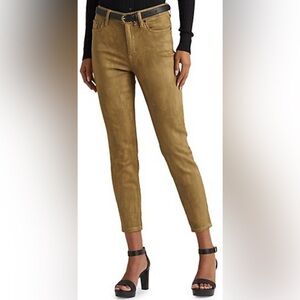 Lauren Ralph Lauren High-Rise Skinny Ankle Jeans, Metallic Olive, sz 12